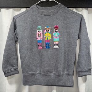 Childs Gray Sweatshirt with sequin Nutcracker Design